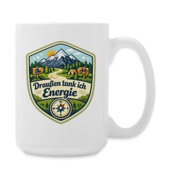 Draußen tank ich Energie - Große Tasse 440 ml - Weiß - Rechts