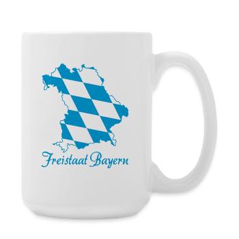 Freistaat Bayern Landkarte blau weiß Rautenmuster - Große Tasse 440 ml - Weiß - Rechts