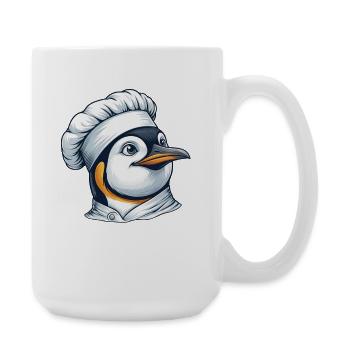 Happy Penguin Chef Chef Dessin Animé Cuisine - Grande tasse 440 ml - blanc - Droite