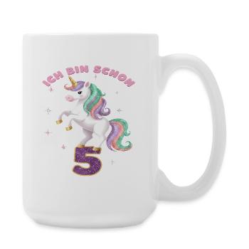 6. Geburtstag Einhorn Mädchen Ich bin schon 6 - Große Tasse 440 ml - Weiß - Rechts