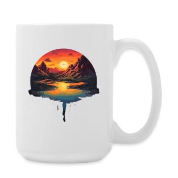 Mystical sunset at the mountain lake with - Large Mug 440 ml - white - Right