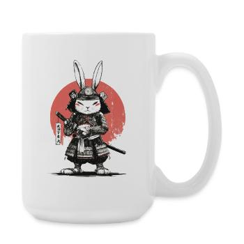 Samurai Rabbit in Armor with Katana - Large Mug 440 ml - white - Right