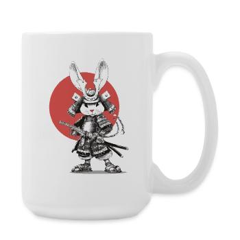Samurai Rabbit in Armor with Katana - Large Mug 440 ml - white - Right