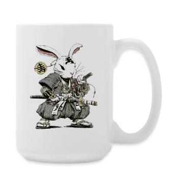 Rabbit Samurai Warrior with Katana - Large Mug 440 ml - white - Right