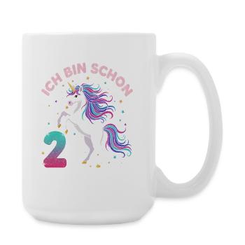 2. Geburtstag Einhorn Mädchen Ich bin schon 2 - Große Tasse 440 ml - Weiß - Rechts