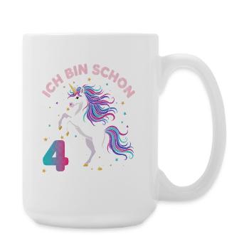 4. Geburtstag Einhorn Mädchen Ich bin schon 4 - Große Tasse 440 ml - Weiß - Rechts