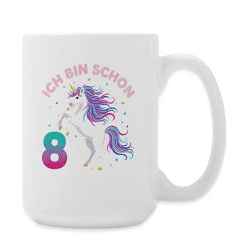 8. Geburtstag Einhorn Mädchen Ich bin schon 8 - Große Tasse 440 ml - Weiß - Rechts