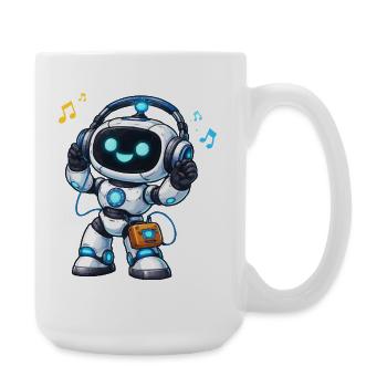 Space robot DJ with headphones - Large Mug 440 ml - white - Right