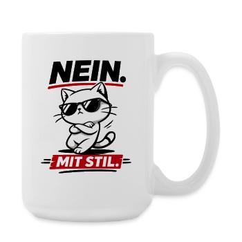 Coole Katze mit Stil lustig für Katzenfans - Große Tasse 440 ml - Weiß - Rechts