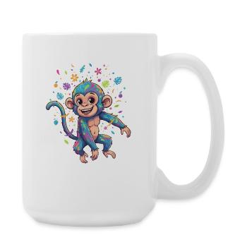 Colorful Color Monkey Splash Pattern - Large Mug 440 ml - white - Right
