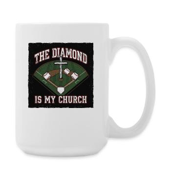 The Diamond Is My Church Christlicher Baseball - Große Tasse 440 ml - Weiß - Rechts