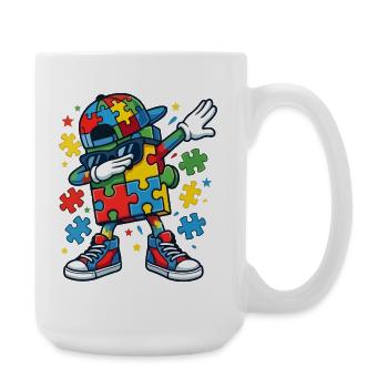 Toucher la pièce du puzzle Mascotte Sensibilisation à l’autisme - Grande tasse 440 ml - blanc - Droite