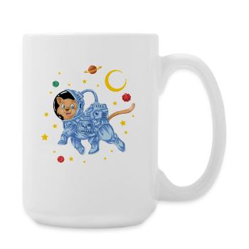Space Cat Astronaut Floating in Galaxy Stars - Large Mug 440 ml - white - Right