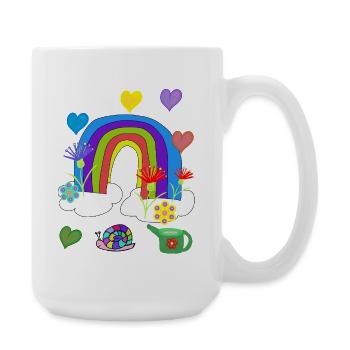 Kinder Fantasy Regenbogen Garten Blumen - Große Tasse 440 ml - Weiß - Rechts