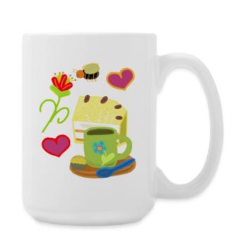 Garten Kaffee Pause Hobbygärtner Biene Insekt - Große Tasse 440 ml - Weiß - Rechts