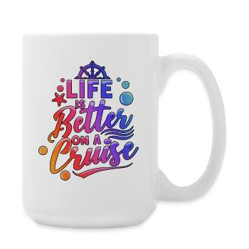 Das Familienurlaubsleben ist auf einer Kreuzfahrtfahrt besser - Große Tasse 440 ml - Weiß - Rechts