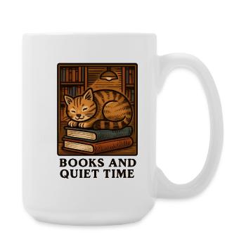 Cat's Rest: Reading Time on Books - Large Mug 440 ml - white - Right