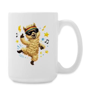 Tanzendes Alpaka mit Sonnenbrille und Beats - Große Tasse 440 ml - Weiß - Rechts