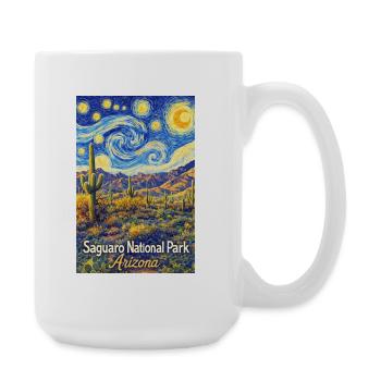 Saguaro National Park, Arizona Starry Night - Large Mug 440 ml - white - Right