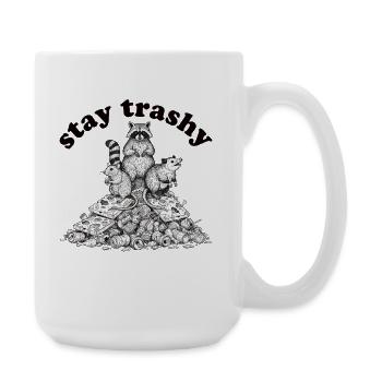 Stay Trashy Raccoon Opossum Skunk - Large Mug 440 ml - white - Right