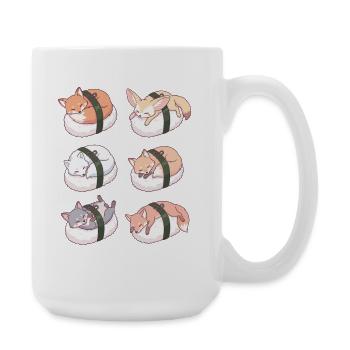 Kawaii Fox Sushi Nigiri Cute Sleeping Kitsune  - Large Mug 440 ml - white - Right