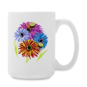 Retro Summer Flowers Bees - Large Mug 440 ml - white - Right