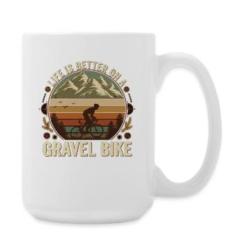 Gravel Bike Retro Bike Mountains Outdoor - Large Mug 440 ml - white - Right