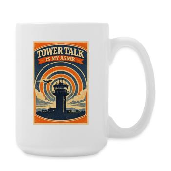 Pure tower radio | Plane Spotter Aviation - Large Mug 440 ml - white - Right