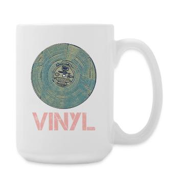 Vinyl Schallplatte für Retro Disco Vintage Freunde - Große Tasse 440 ml - Weiß - Rechts