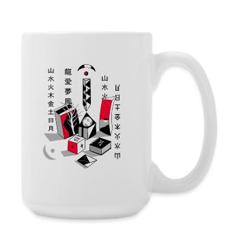 Geometrische Stadt in Rot Schwarz - Große Tasse 440 ml - Weiß - Rechts