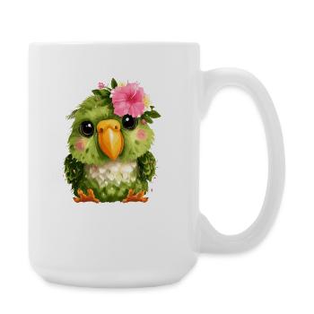 Spring Parrot with Floral Wreath - Large Mug 440 ml - white - Right