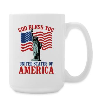 God Bless USA Patriotic Statue Liberty Flag Design - Große Tasse 440 ml - Weiß - Rechts