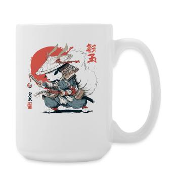 Samurai-Eichhörnchen, japanischer Krieger, Ukiyo-e-Stil Su - Große Tasse 440 ml - Weiß - Rechts