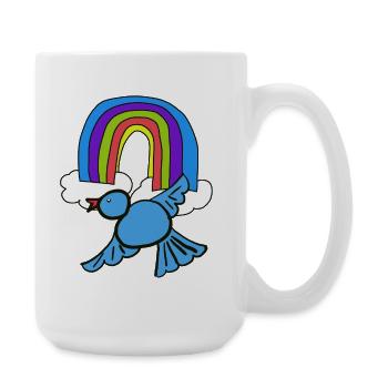 Rainbow Clouds Bird in the Sky - Large Mug 440 ml - white - Right