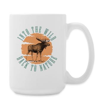 Into the Wild Moose Vintage Nature Art - Large Mug 440 ml - white - Right