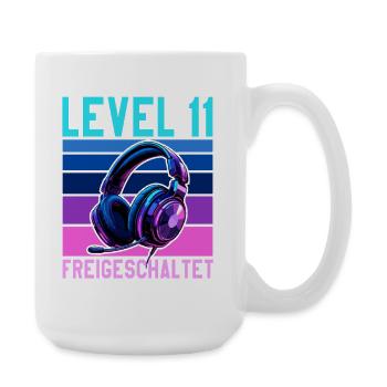 11. Geburtstag Junge Mädchen Gamer Level 11 - Große Tasse 440 ml - Weiß - Rechts
