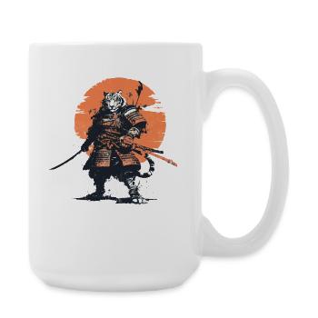 Tiger-Samurai in Ember Moon - Große Tasse 440 ml - Weiß - Rechts