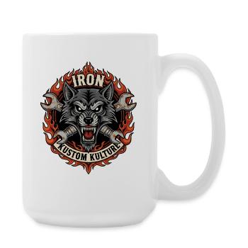 Motorrad Biker V-Twin Motor Skull Wolf Wild Rocker - Große Tasse 440 ml - Weiß - Rechts