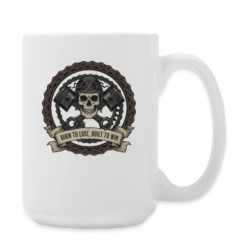 Motorrad Biker V-Twin Motor Skull Totenkopf Rocker - Große Tasse 440 ml - Weiß - Rechts
