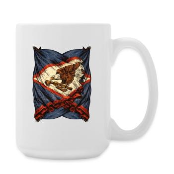 Vintage Eagle Flag Emblem with Rifle - Large Mug 440 ml - white - Right