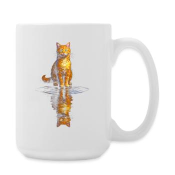 Orange cat artist at the water level - Large Mug 440 ml - white - Right