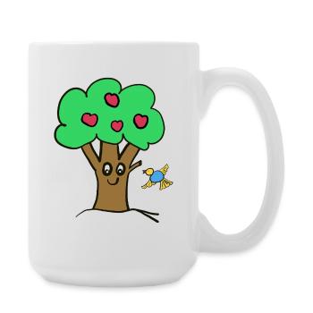 Apple Tree Tree Nature Bird - Large Mug 440 ml - white - Right
