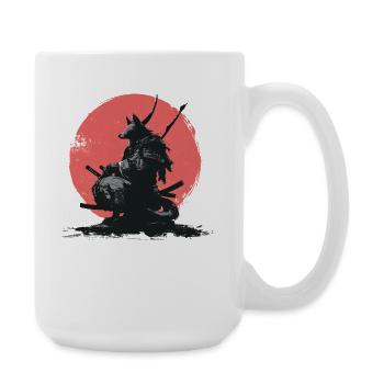 Wolf-Samurai auf Red Sun - Große Tasse 440 ml - Weiß - Rechts