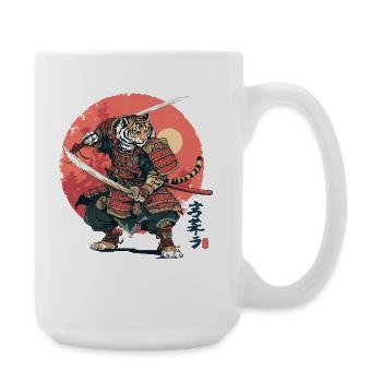 Tiger Samurai in Crimson Armor - Large Mug 440 ml - white - Right
