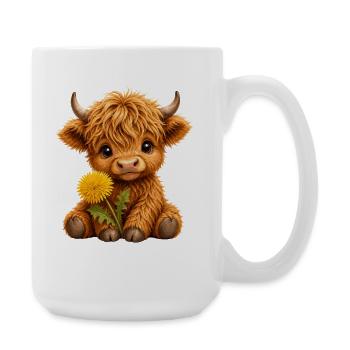 Hochlandrind Hochlandkuh Highland Cow, Löwenzahn - Große Tasse 440 ml - Weiß - Rechts