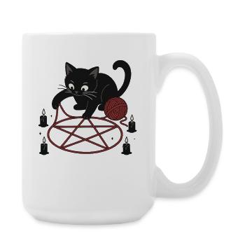 Cat in Pentagram - Large Mug 440 ml - white - Right