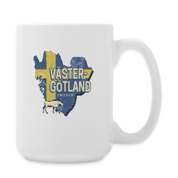 Västergötland in Schweden Retro Provinz Souvenir - Große Tasse 440 ml - Weiß - Rechts