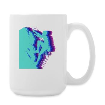 Glitch Art Climber Silhouette Modern - Large Mug 440 ml - white - Right