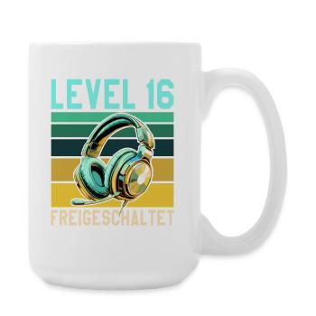 16. Geburtstag Junge Mädchen Gamer Level 16 Jahre - Große Tasse 440 ml - Weiß - Rechts