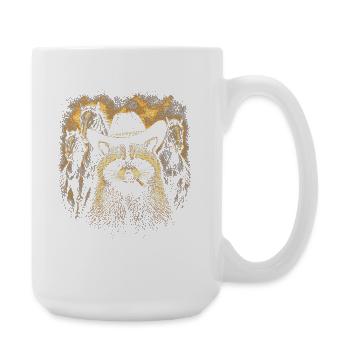 Raccoon in a Western hat - Large Mug 440 ml - white - Right